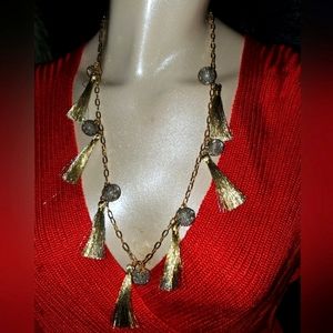 Rebecca Minkoff Gold Tassel Statement Necklace NWT